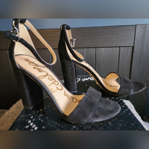 Sam Edelman Yaro Block Heel Sandal in Black Suede - Picture 3 of 5